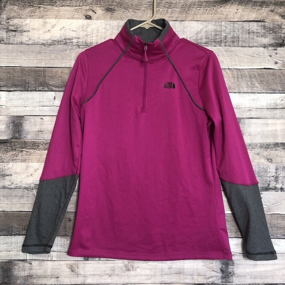 The North Face Women’s Fushia Pink and Gray 1/4 Zip Pullover Size M